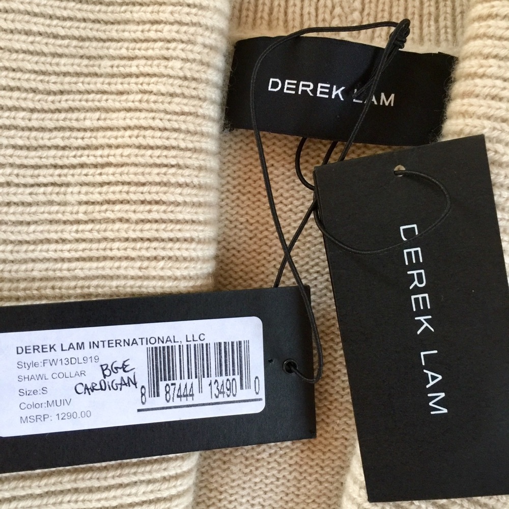 🎉SOLD ON TRADESY! NWT DEREK LAM TRIPLE PLY SHAWL COLLAR RUNWAY CASHMERE CARDIGAN - Picture 3 of 14